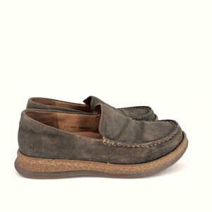Born Loafer Shoes Mens 8 Brown Suede Leather Casual Slip On Rubber Sole